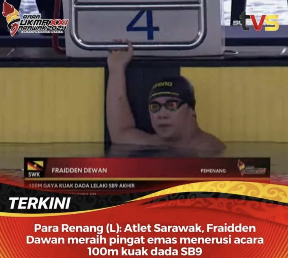 Sarawak Unggul Di Acara Renang Para SUKMA, Raih Emas Dan Gangsa